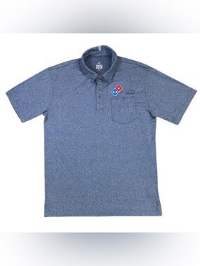Official Dominos Gear Manager Work Polo Pocket Shirt Unisex Small Heather Blue